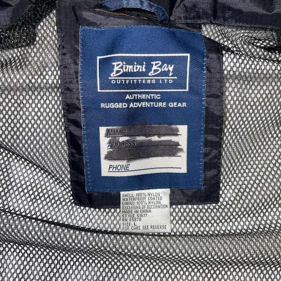 Men's Size Large Bimini Bay Outfitters Navy Rugged Waterproof Raincoat w/ Hood - Picture 4 of 7